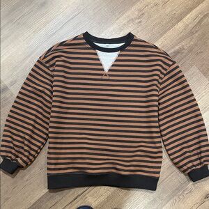 Classic Striped Black and Brown Women's Sweatshirt